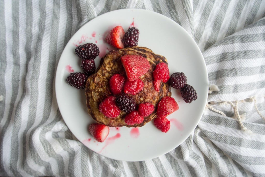 Oat flour pancakes with fresh roasted fruit syrup ~ by My Utensil Crock