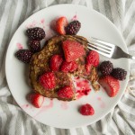 Oat Flour Pancakes with Fresh Roasted Berry Syrup