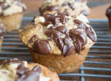 Dark Chocolate Peanut Butter Banana Bread Muffins ~ by My Utensil Crock